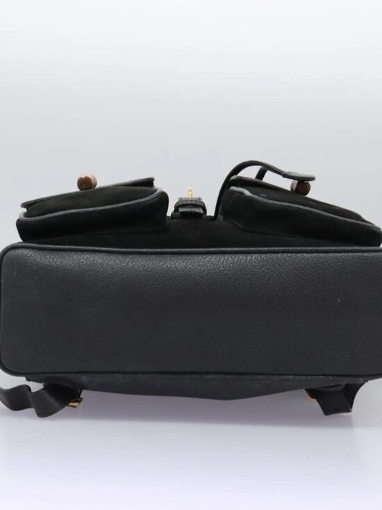 GUCCI Bamboo Backpack Suede Leather Black Gold 003 58 0016 Auth nb144 main image 16